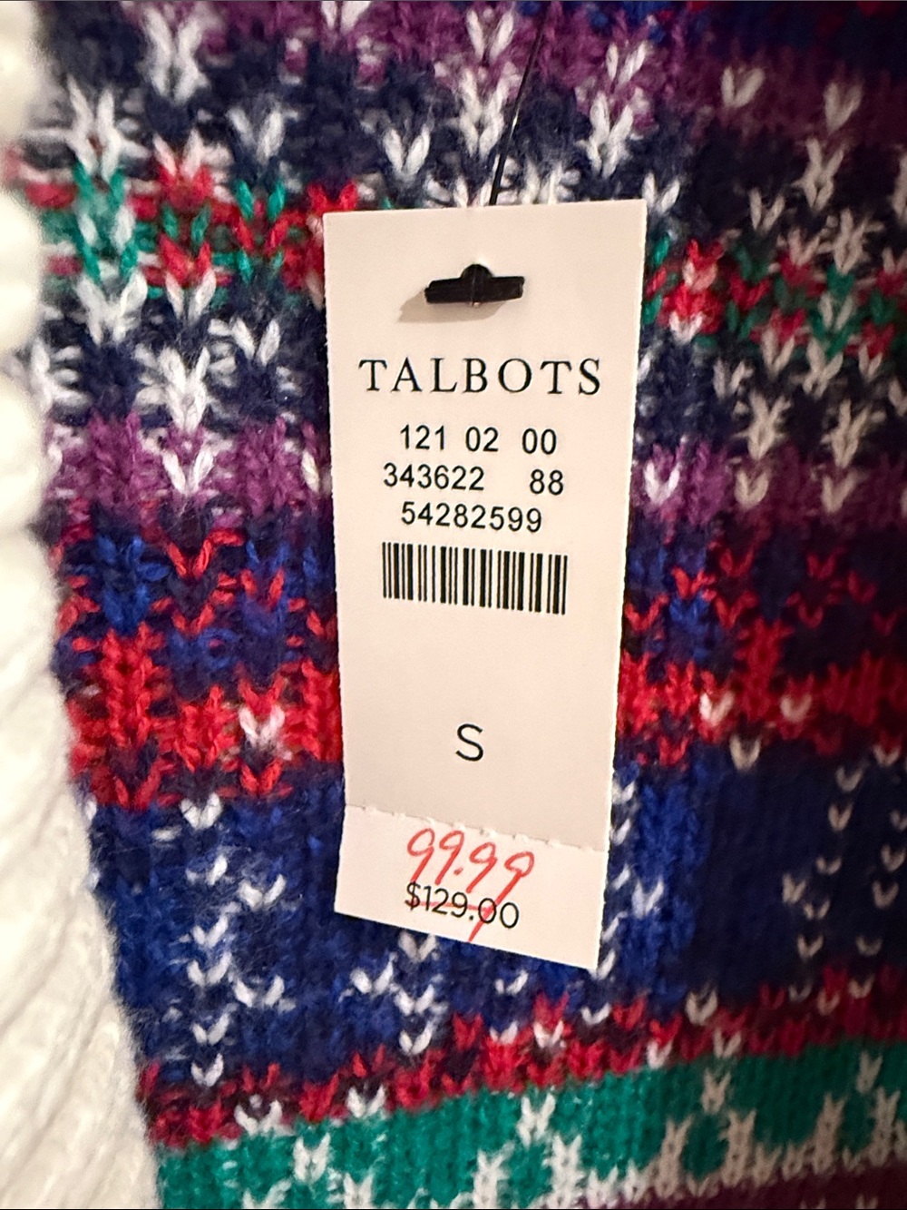 Talbots Ivory Fair Isle Open-Front Cardigan with Multicolor Pattern - Picture 2 of 3